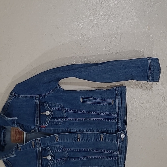 Levis Denim Trucker Jacket Womens Size Small Dark Wash - Picture 2 of 11